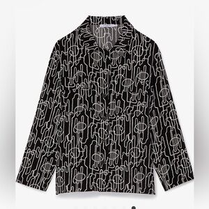 RARE MM Lafleur Black and White Abstract Alyssa Jacket NWOT Washable Silk